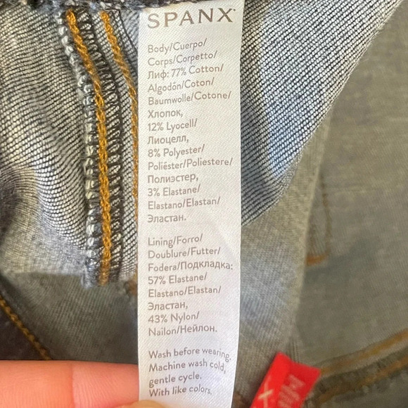 Women’s SPANX dark wash pull on skinny stretchy fit jeans Medium - Picture 5 of 6